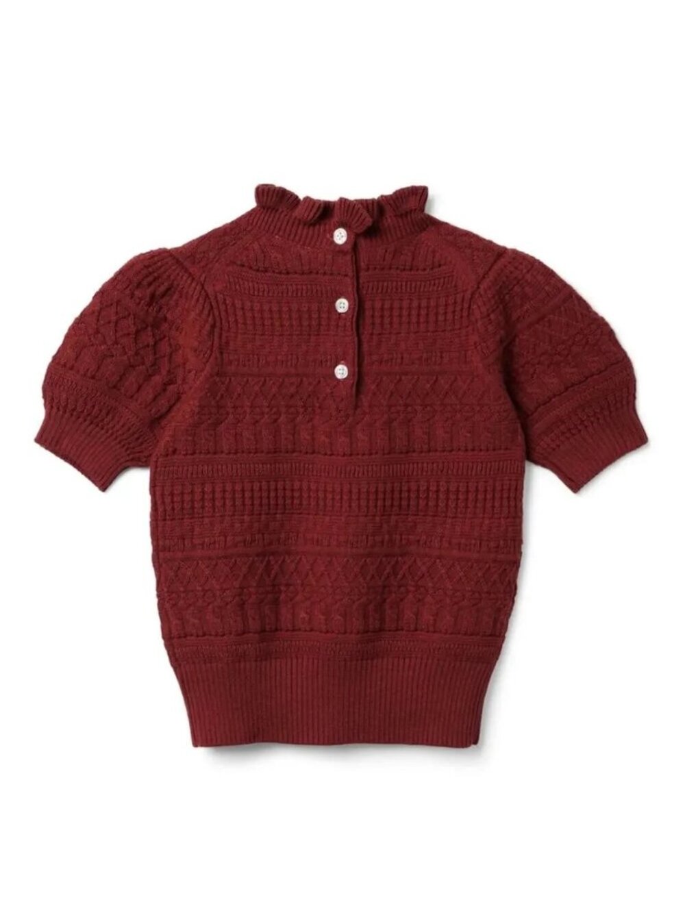 Janie and Jack The Heights Sweater Top NWT Ruffles Burgundy Maroon Girls Sz 7 - Picture 2 of 9